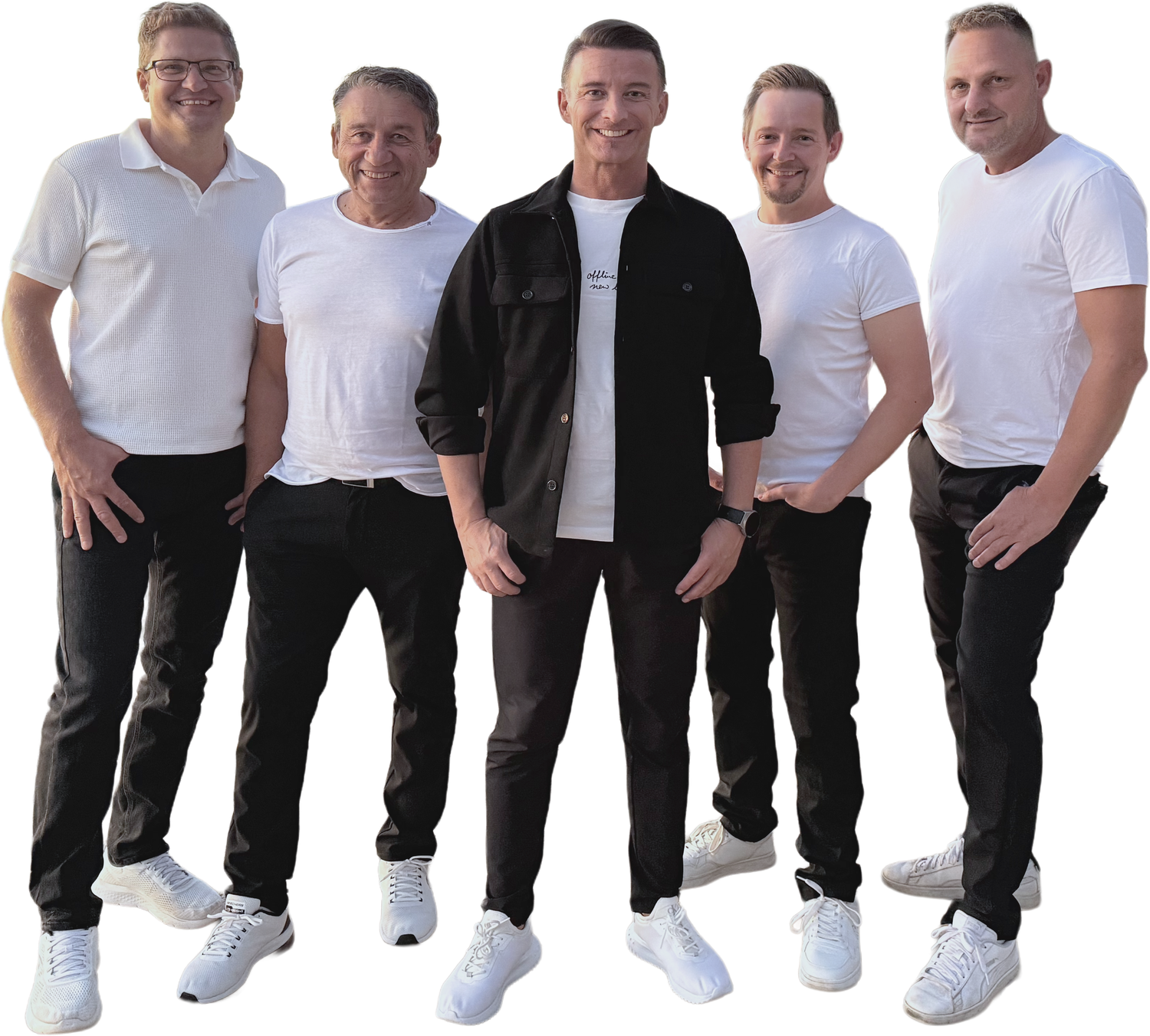 Marco Ventre & Band: die fünf Musiker in Bühnenoutfit